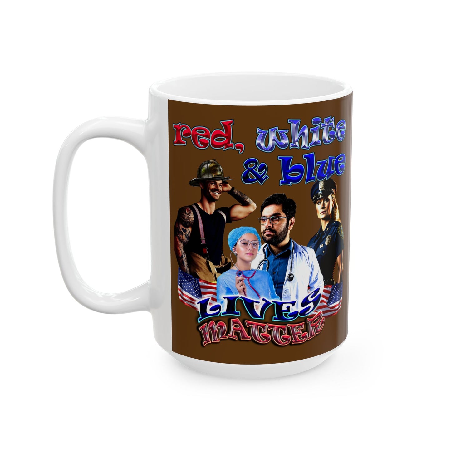 rw&b lives matter - White Mug (brown)