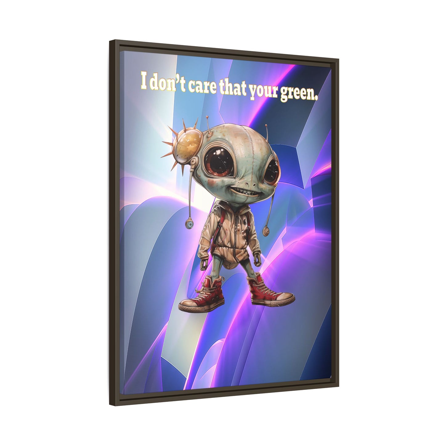 I don't care that your green - framed canvas art (grey-pink wave)