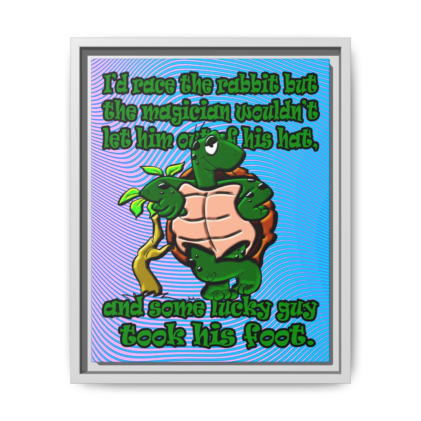turtle race - framed canvas art (light blue-purple wave)