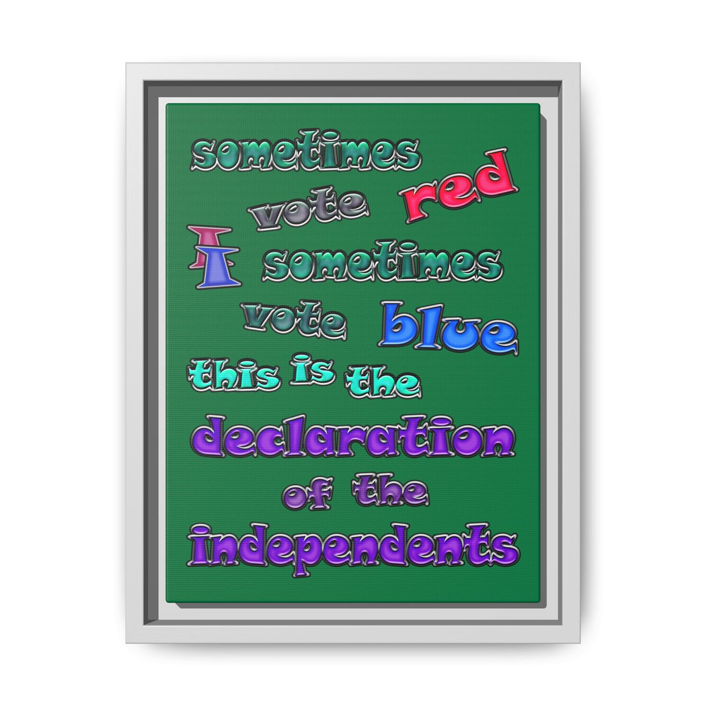 declaration of the independents - framed canvas art (dark green)