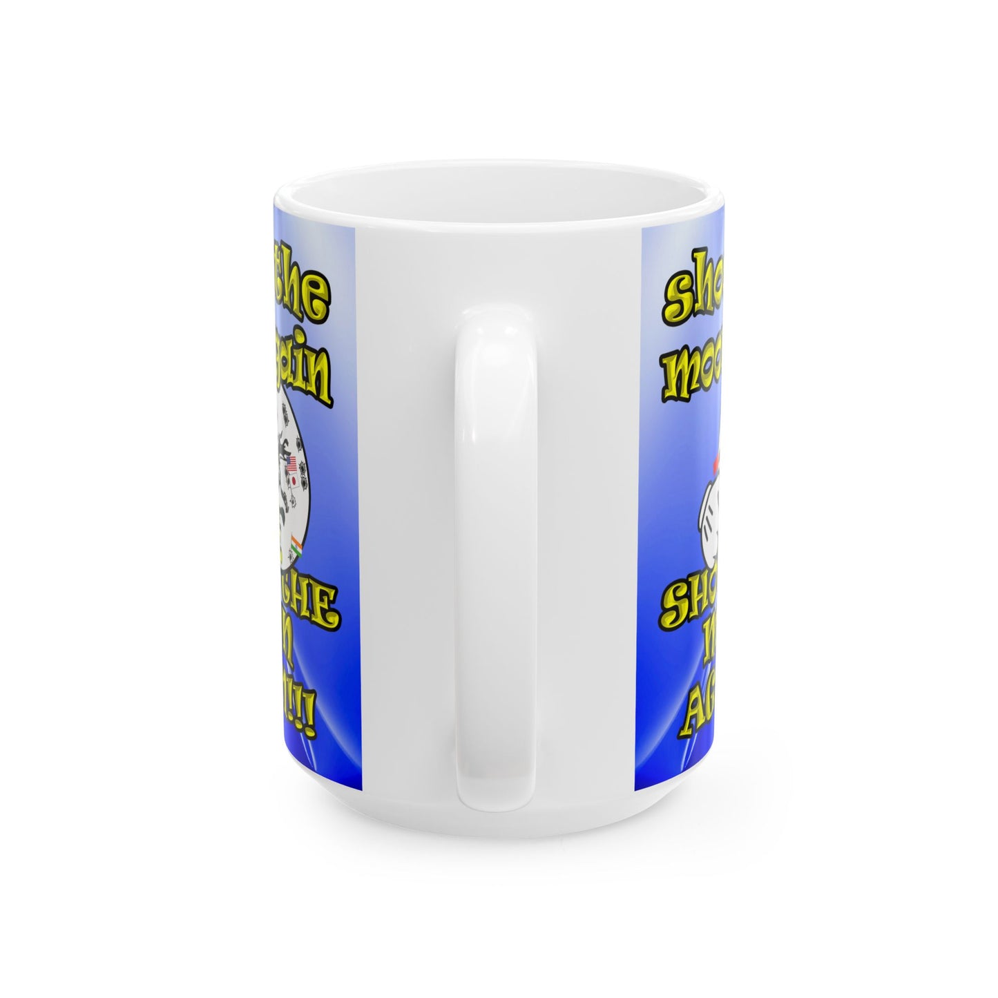 shoot the moon again - White Mug (blue-white wave)