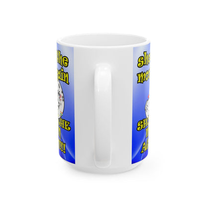 shoot the moon again - White Mug (blue-white wave)