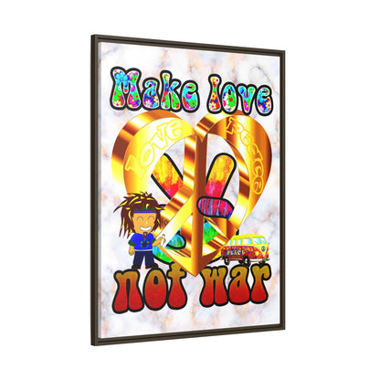 love peace - framed canvas art (white marble)