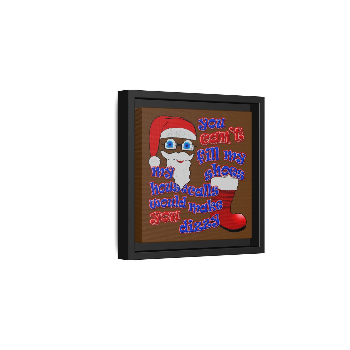santa's shoes - framed canvas art (brown)