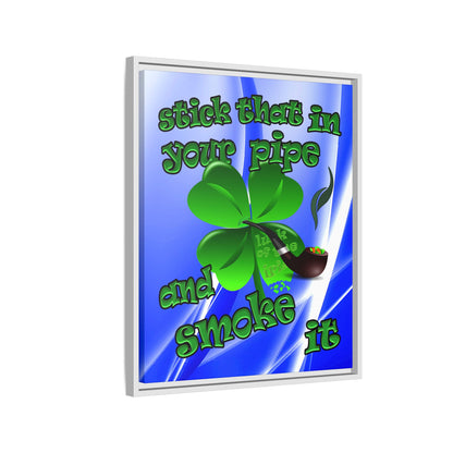 stick that in your pipe and smoke it - framed canvas art (blue-white wave)