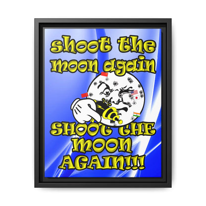 shoot the moon again - framed canvas art (blue-white wave)