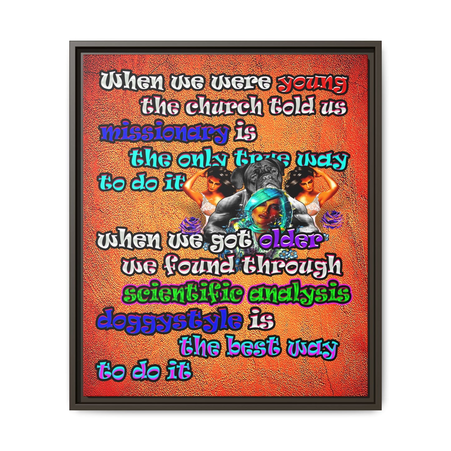 doggystyle - framed canvas art (burnt orange)
