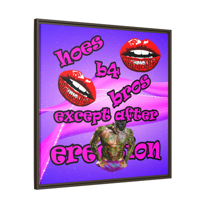 hoes b4 bros - framed canvas art (purple-pink wave)