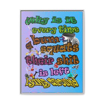 the bum's shit - framed canvas art (light blue-purple wave)