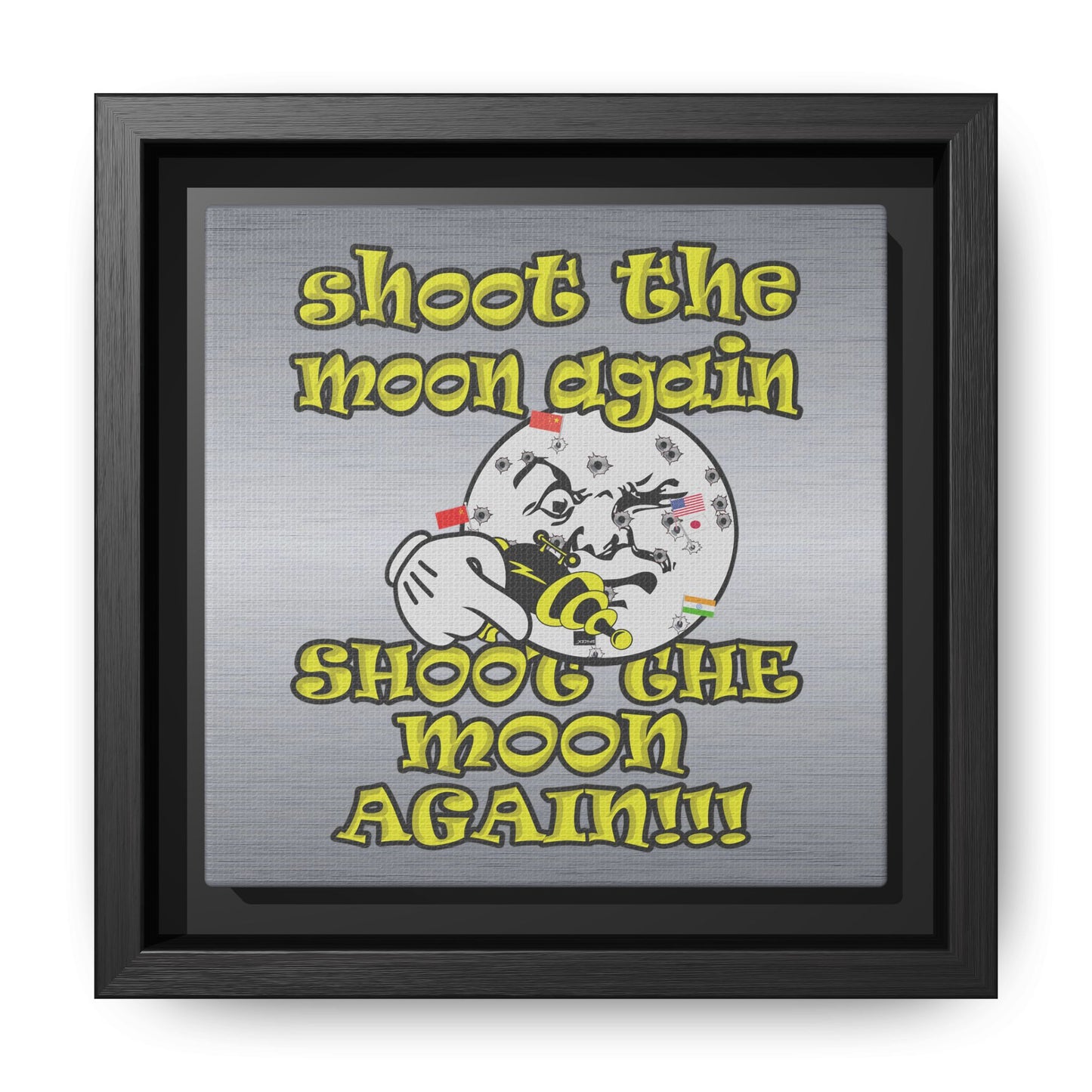 shoot the moon again - framed canvas art (brushed nickel)