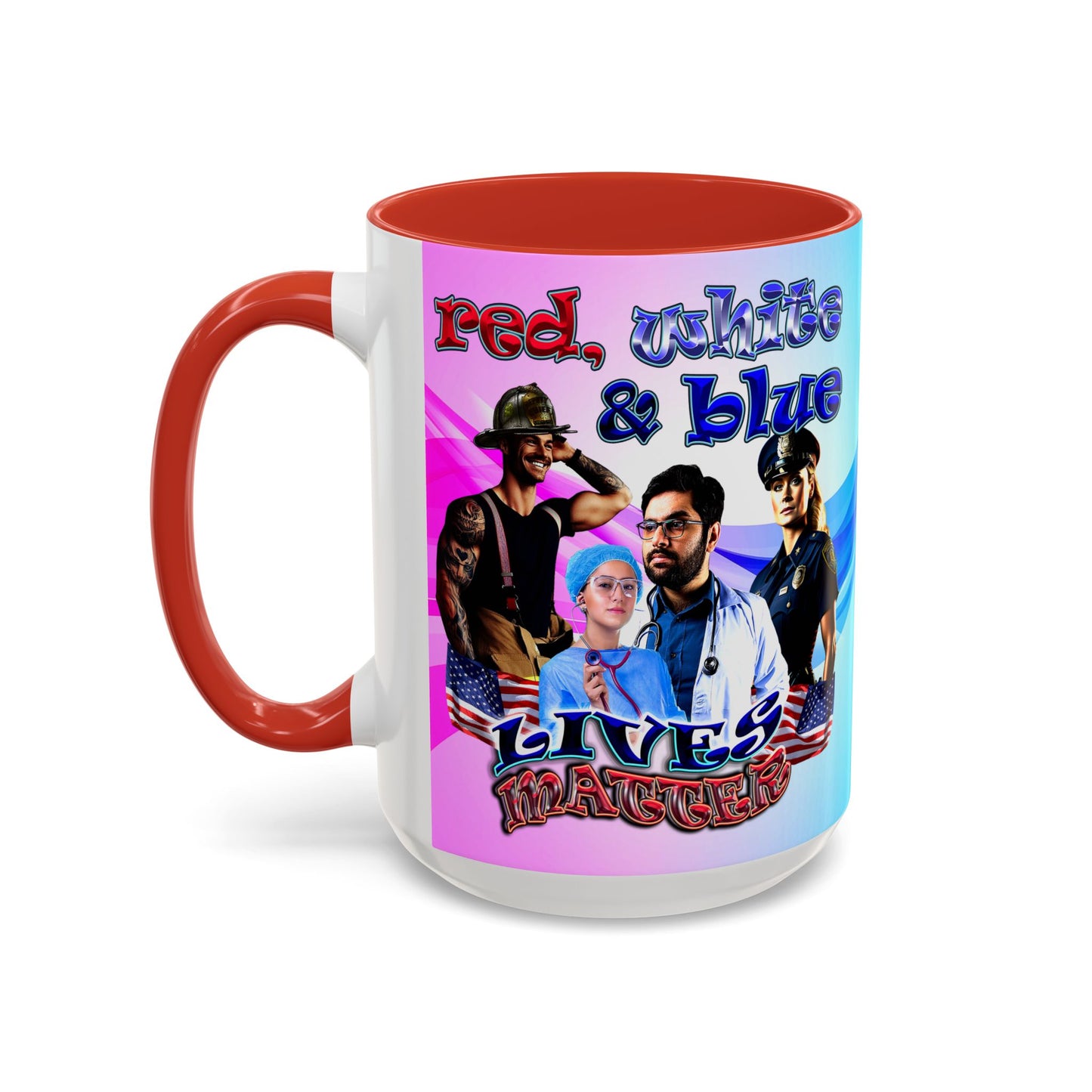 rw&b lives matter - Accent Mug (light blue-pink wave)