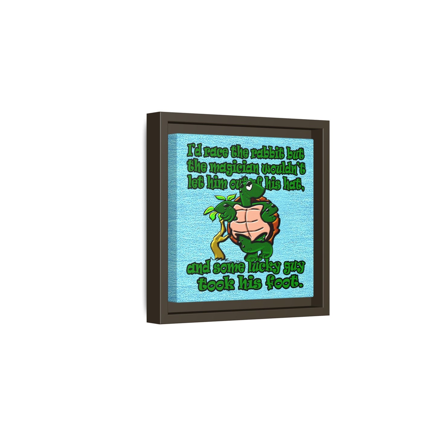 turtle race - framed canvas art (faded blue)