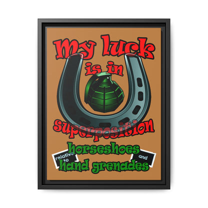my luck - framed canvas art (light brown)