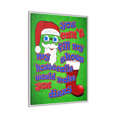 santa's shoes - framed canvas art (green turf)