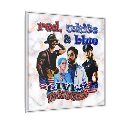rw&b lives matter - framed canvas art (white marble)