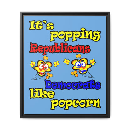 popping like popcorn - framed canvas art (light blue)