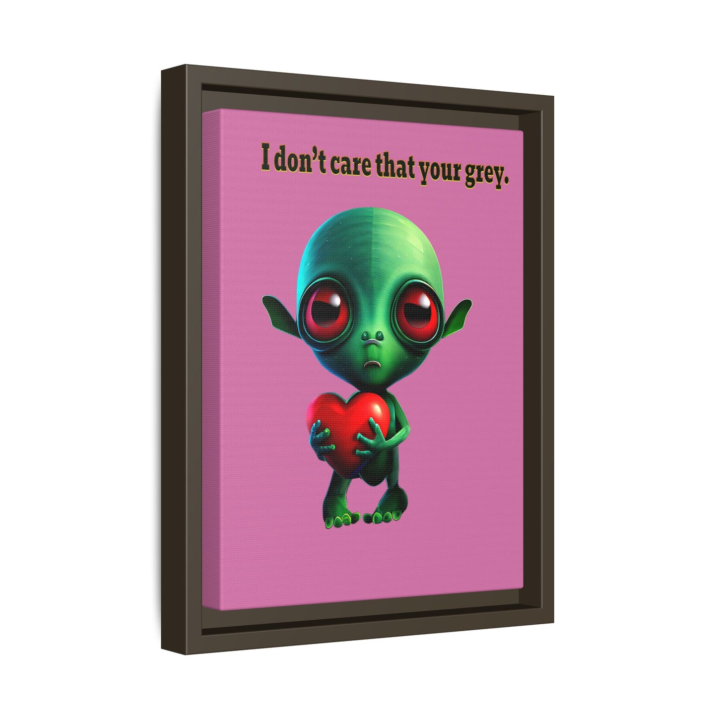 I don't care that your grey - framed canvas art (light pink)