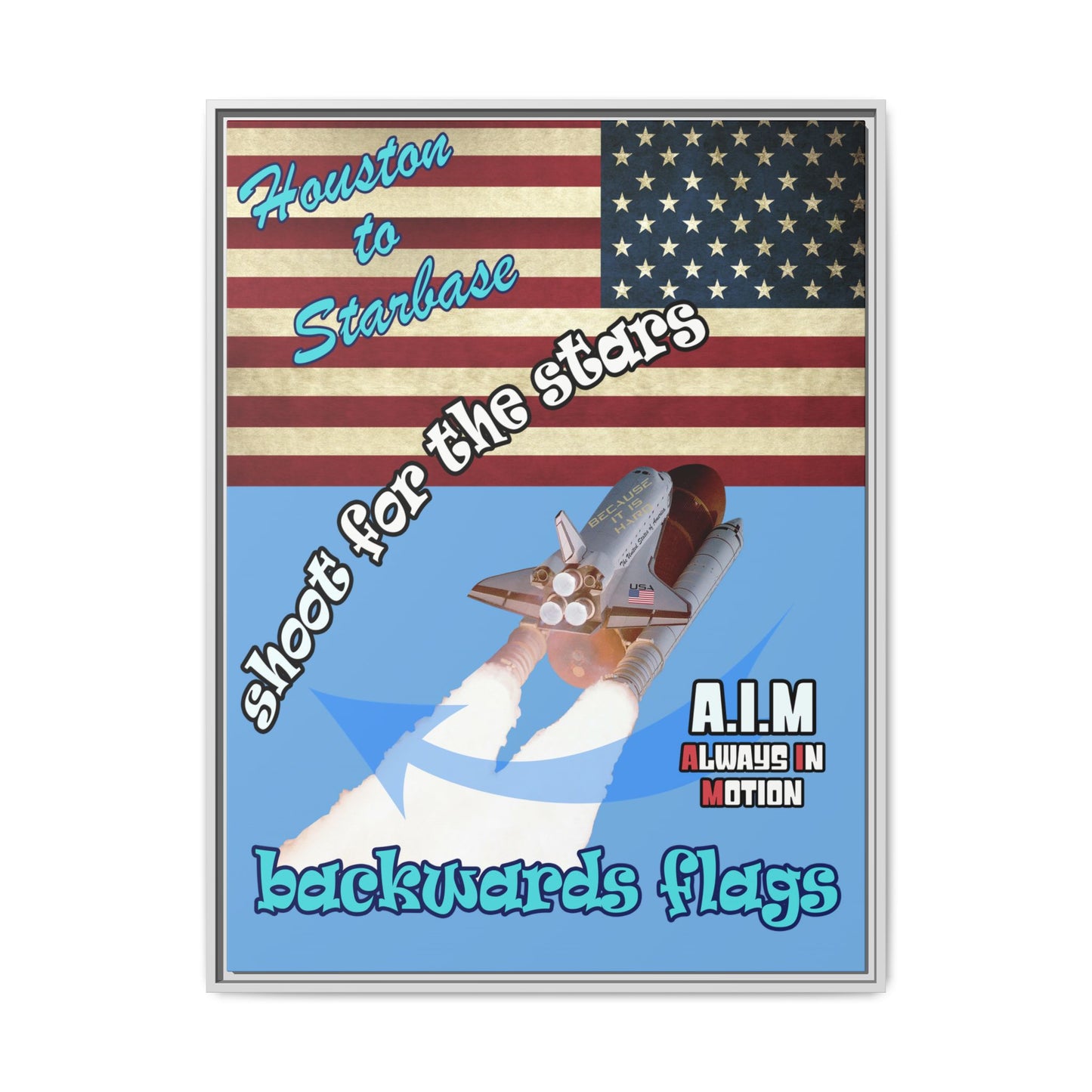 shoot for the stars - framed canvas art (light blue)