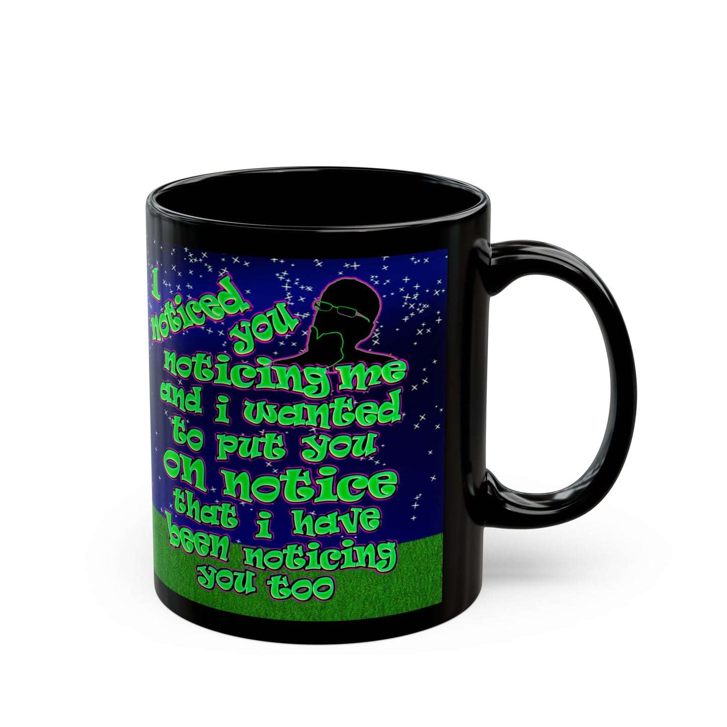 noticed you noticing - Black Mug ('snoops' background)