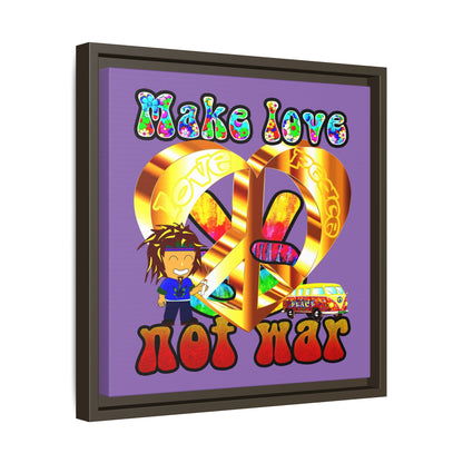 love peace - framed canvas art (light purple)