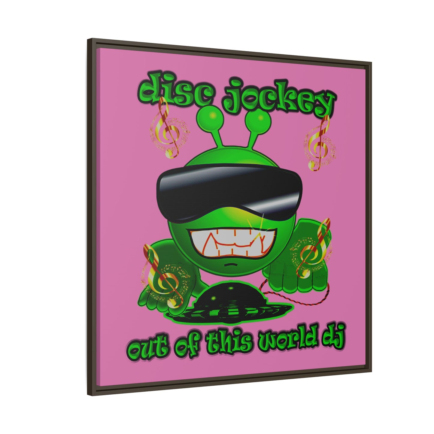 disc jockey - framed canvas art (light pink)