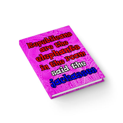 donkeys and elephants - journal-blank (pink swirl)