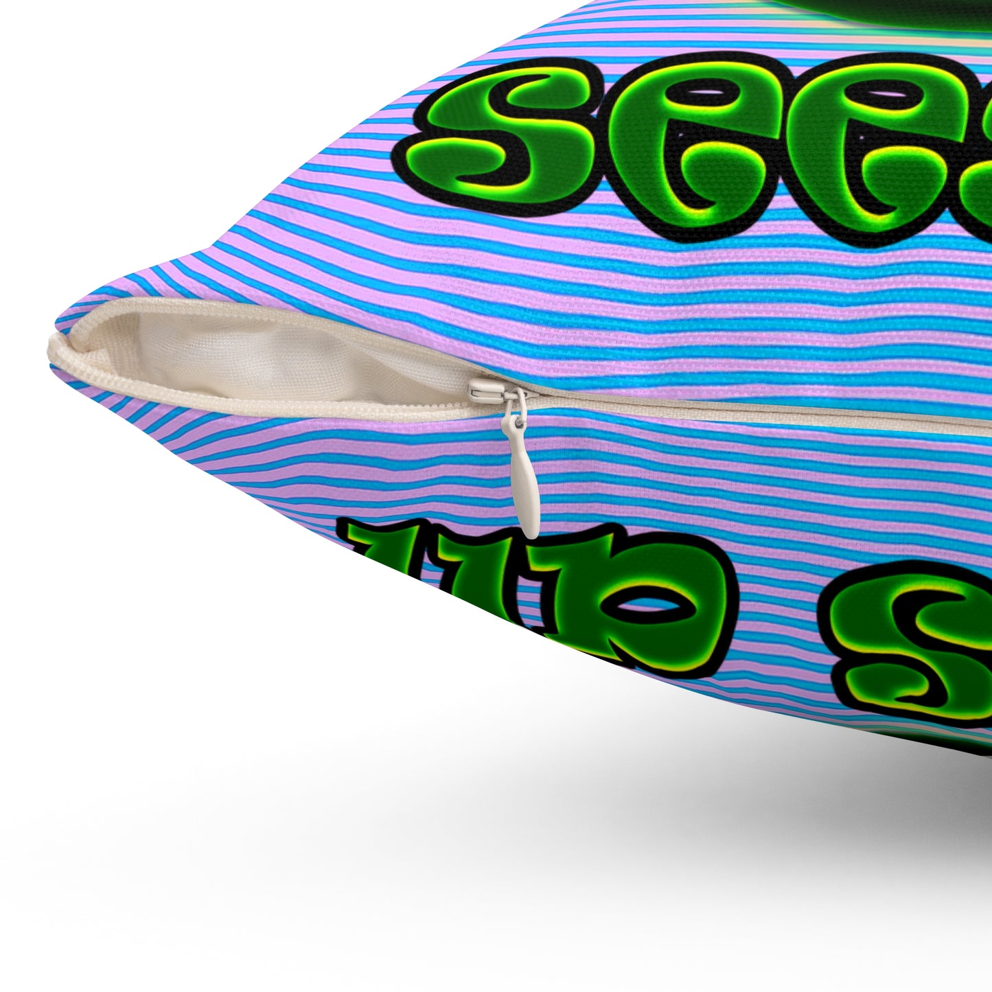 green monster - Spun Polyester Square Pillow - (light blue-purple wave)