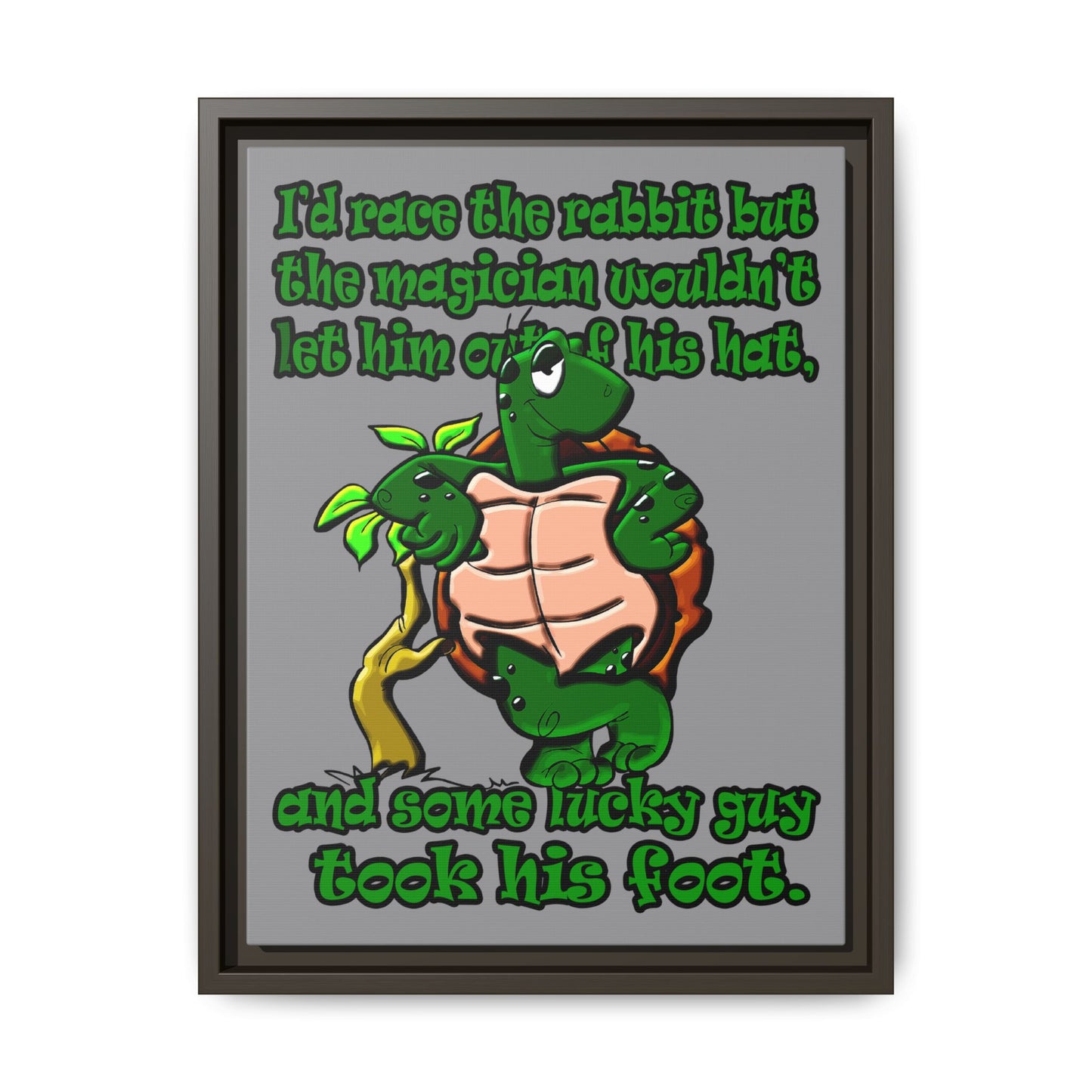 turtle race - framed canvas art (grey)