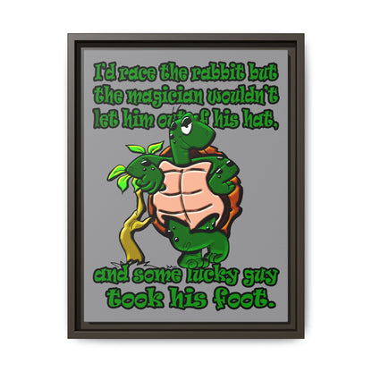 turtle race - framed canvas art (grey)