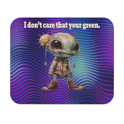 I don't care that your green - Mouse Pad (Rectangle) (purple wave)