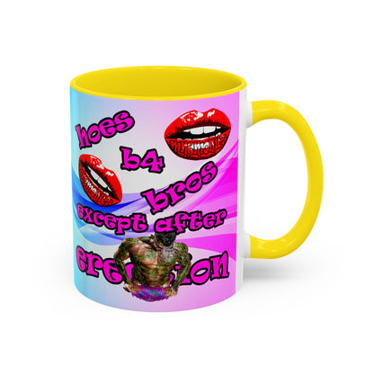 hoes b4 bros - Accent Mug (light blue-pink wave)