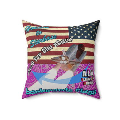 shoot for the stars - Faux Suede Square Pillow - (pink swirl)