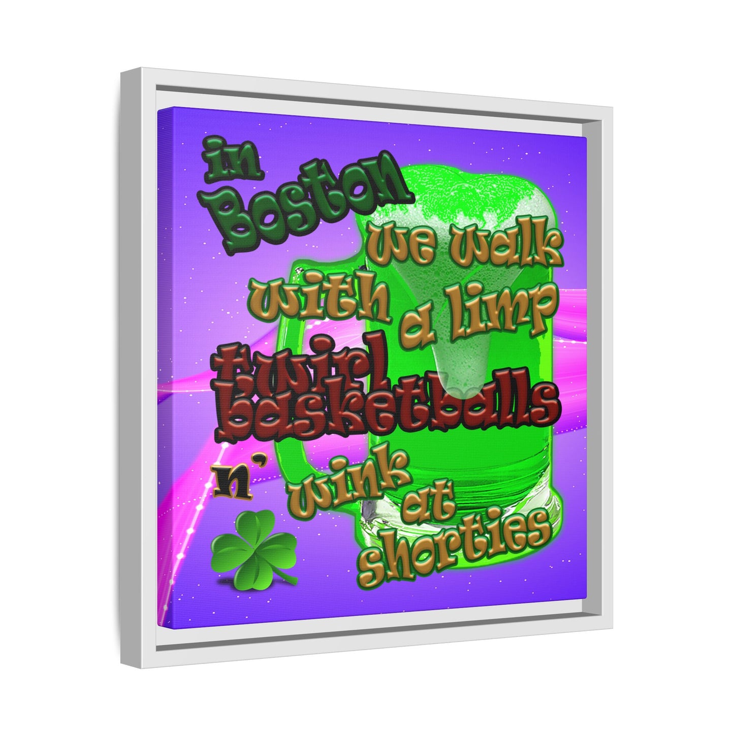 celtics logo - framed canvas art (purple-pink wave)