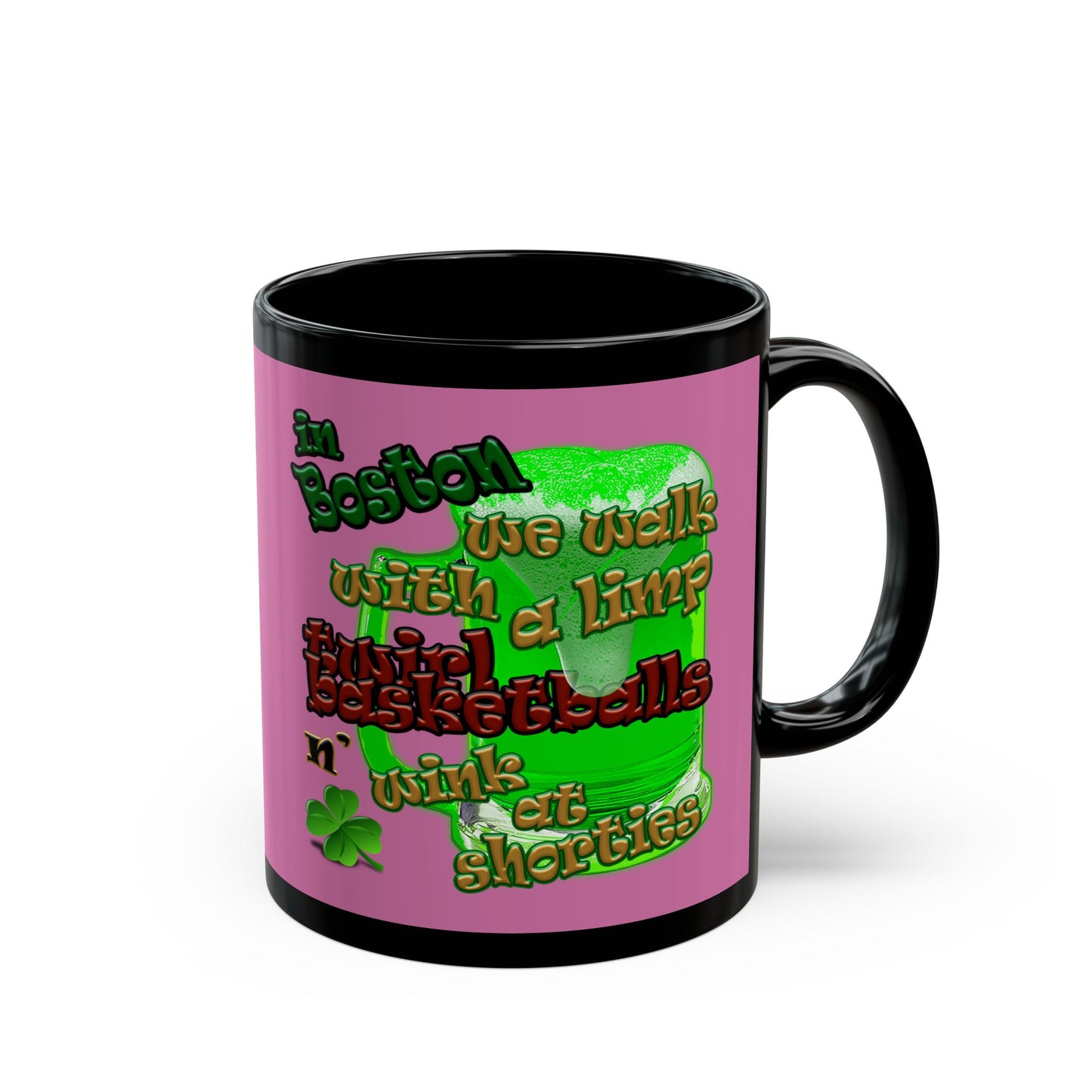 celtics logo - Black Mug (light pink)