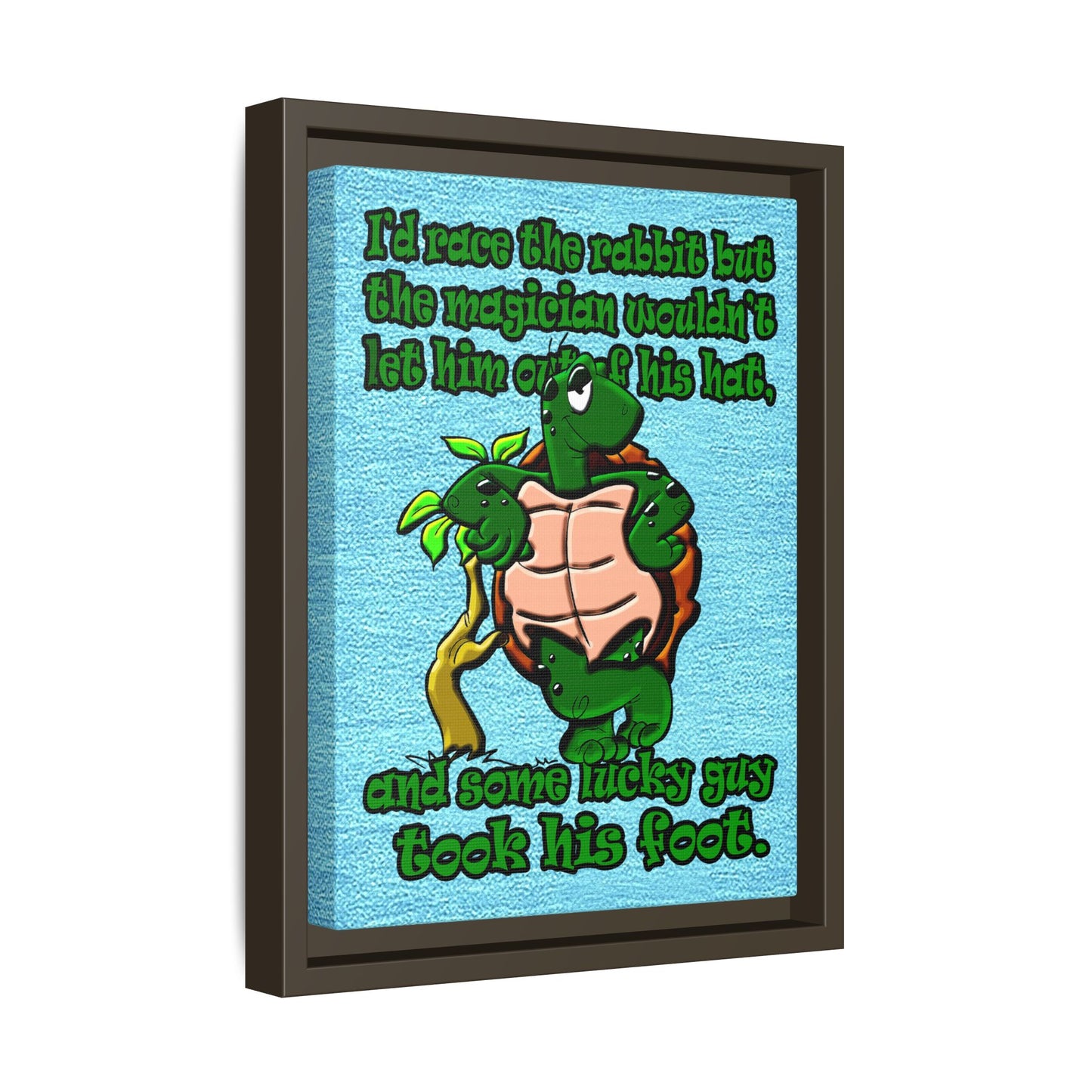 turtle race - framed canvas art (faded blue)