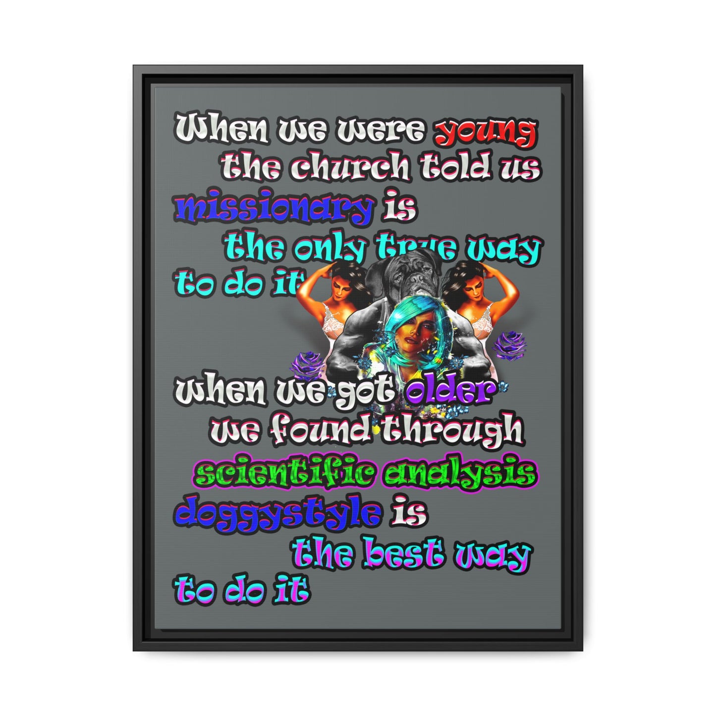doggystyle - framed canvas art (dark grey)