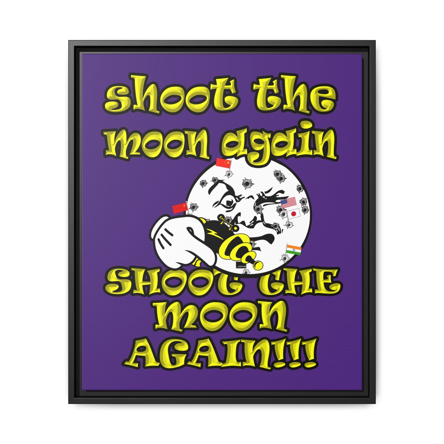 shoot the moon again - framed canvas art (purple)