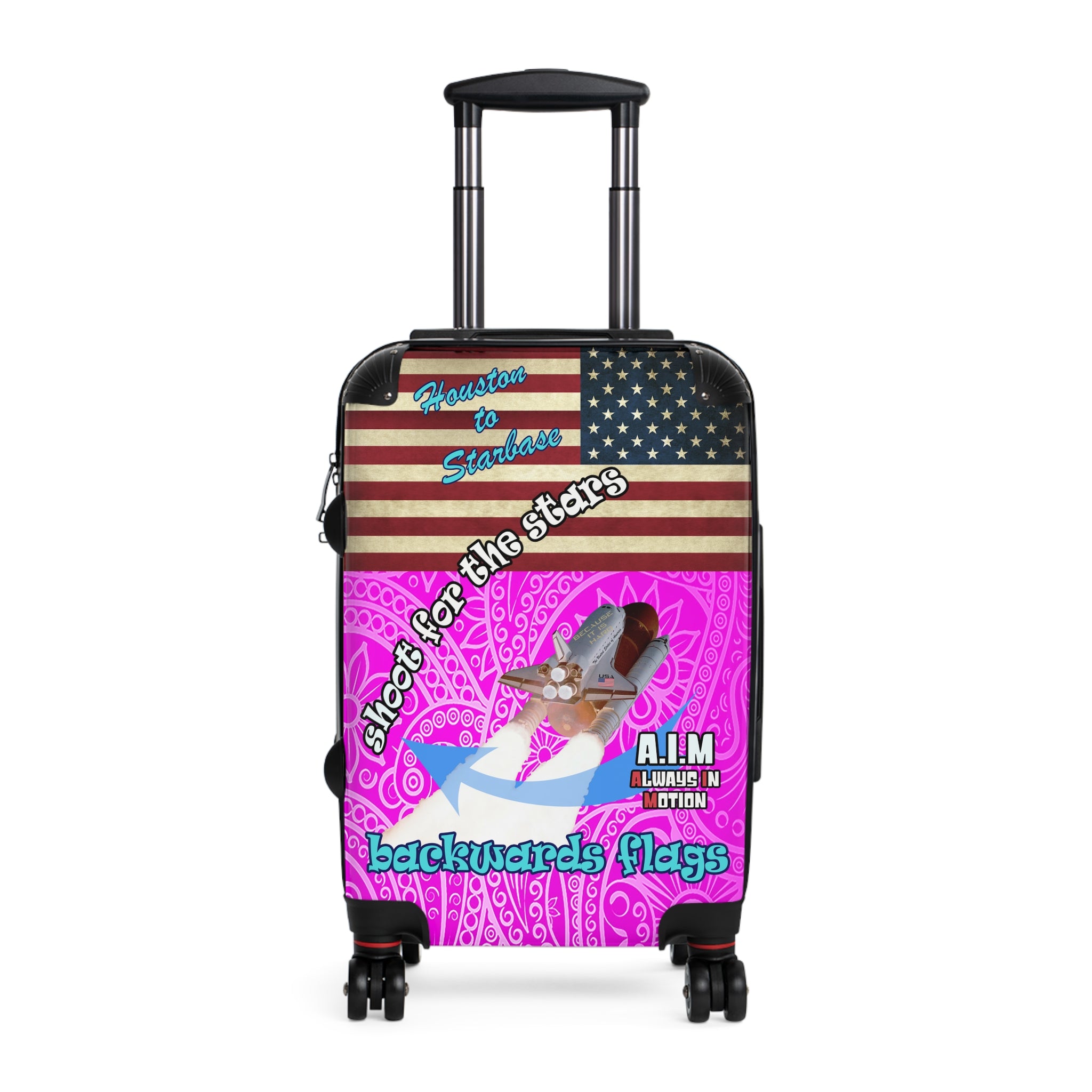 shoot for the stars - Suitcase (pink swirl)