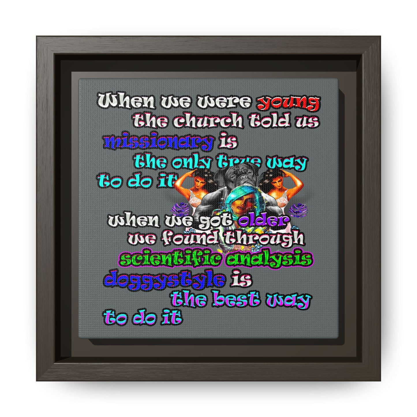 doggystyle - framed canvas art (dark grey)