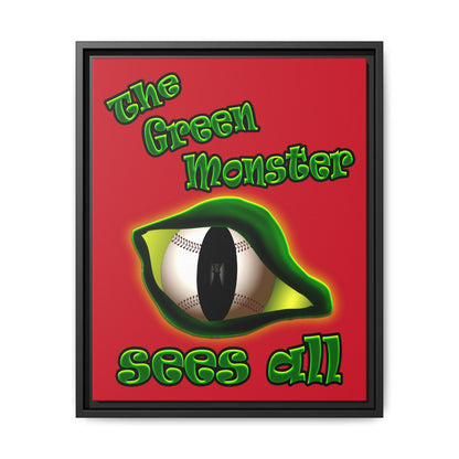 green monster - framed canvas art (dark red)