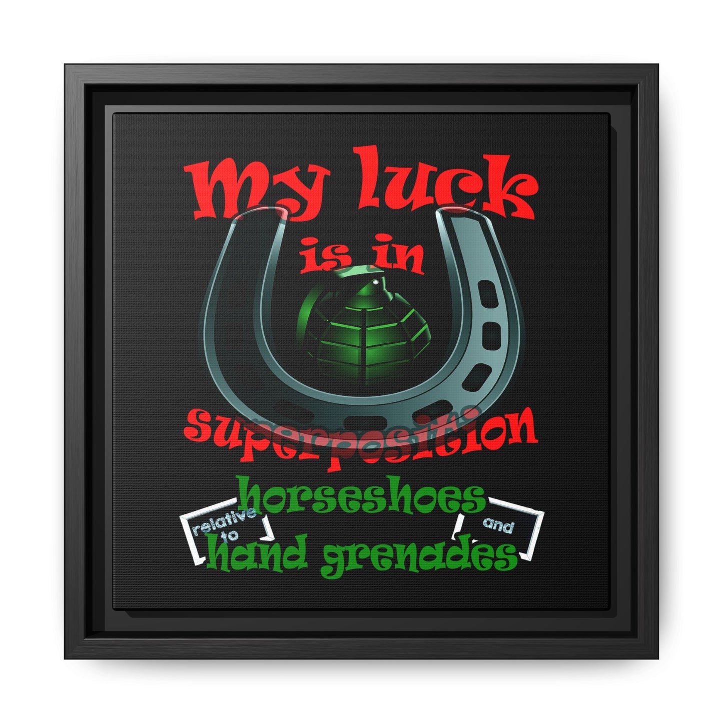 my luck - framed canvas art (black)