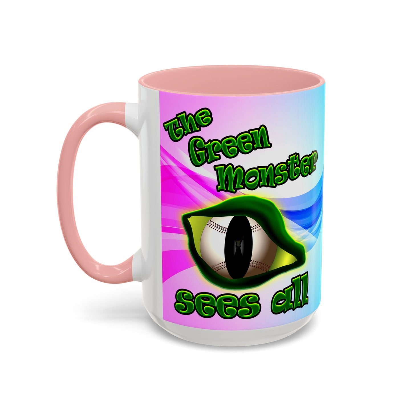 green monster - Accent Mug (light blue-pink wave)
