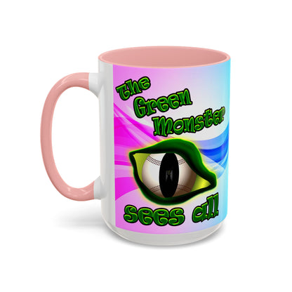 green monster - Accent Mug (light blue-pink wave)
