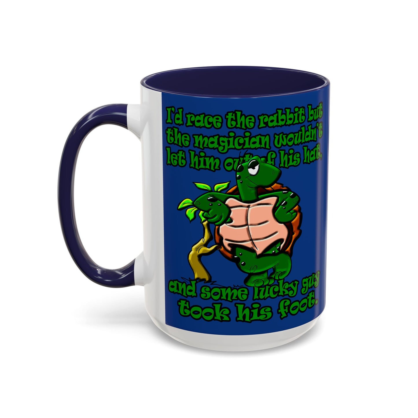 turtle race - Accent Mug (dark blue)
