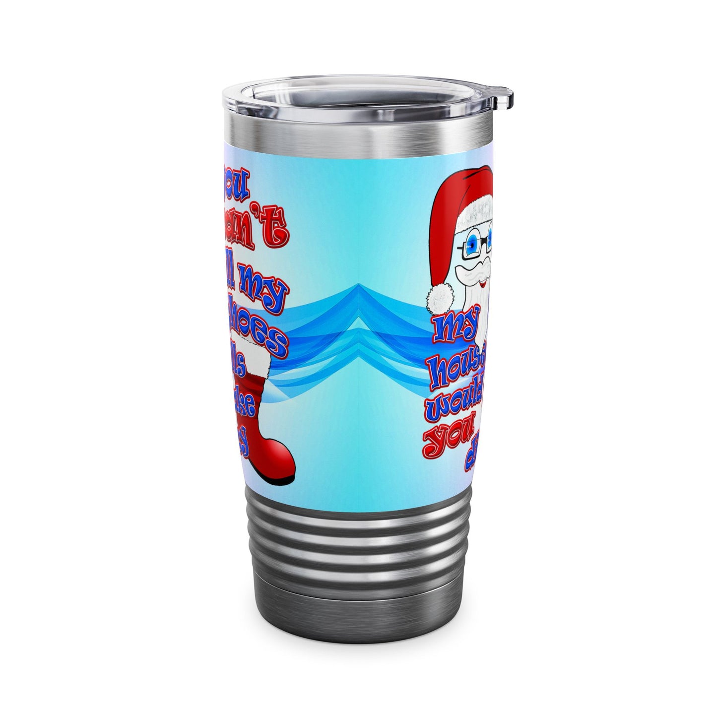 santa's shoes - Ringneck Tumbler, 20oz (light blue-pink wave)