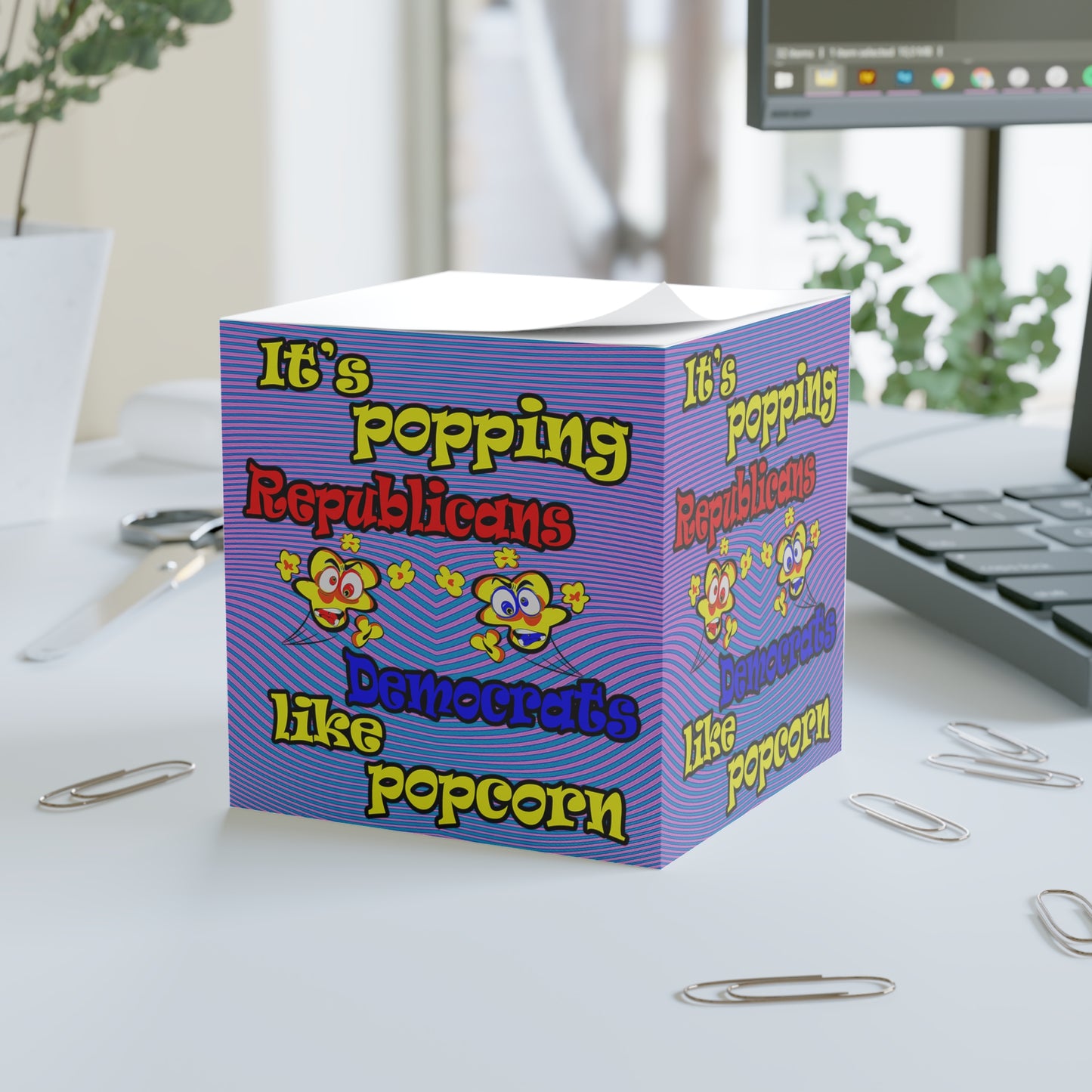 popping like popcorn - note cube (light blue-purple wave)