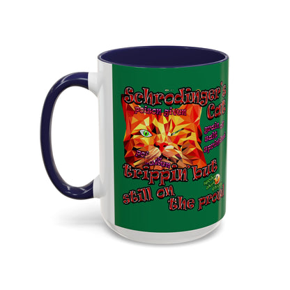 schrodinger's cat - Accent Mug (dark green)
