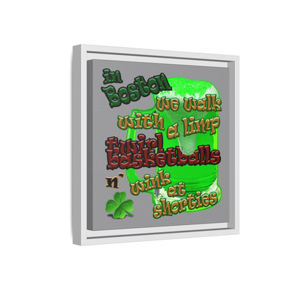 celtics logo - framed canvas art (grey)