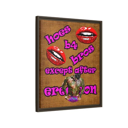 hoes b4 bros - framed canvas art (brown papyrus)