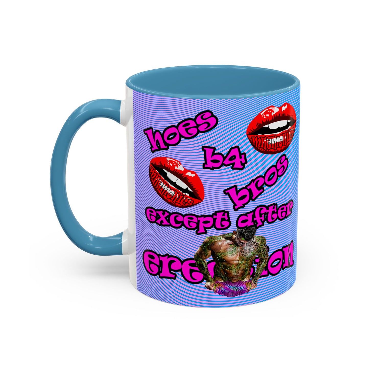 hoes b4 bros - Accent Mug (light blue-purple wave)